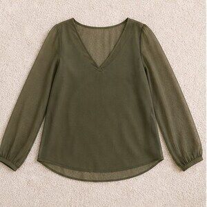 Olive Ruffle Blouse